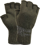 Olive Drab - Genuine GI Fingerless Gloves - Wool Nylon USA Made