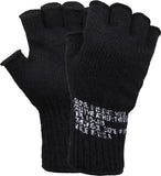 Black - Genuine GI Fingerless Gloves - Wool Nylon USA Made