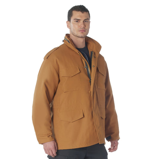 Work Brown - Tactical M-65 Field Jacket Army Coat M65 - Poly/Cotton Twill - with Removeable Liner
