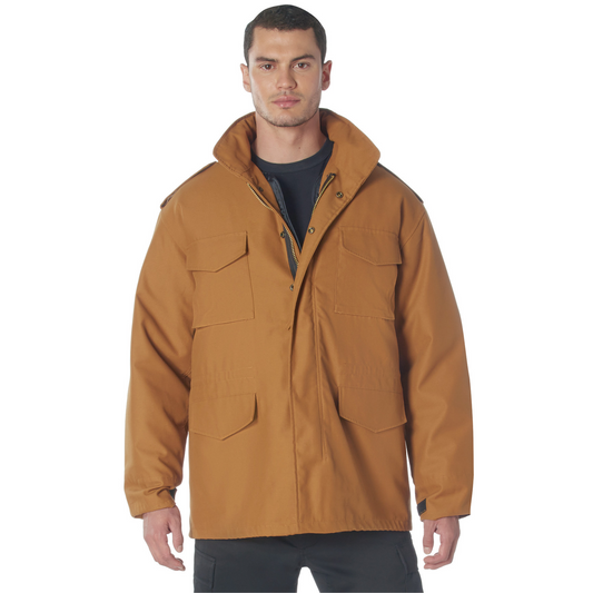 Work Brown - Tactical M-65 Field Jacket Army Coat M65 - Poly/Cotton Twill - with Removeable Liner