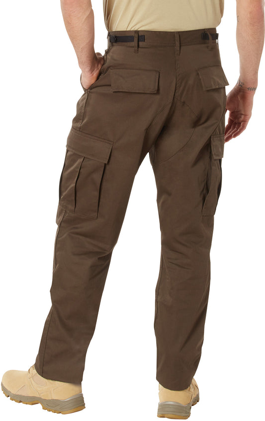 Brown - Tactical BDU Pants Cargo Fatigues - Poly/Cotton Twill - Button Fly