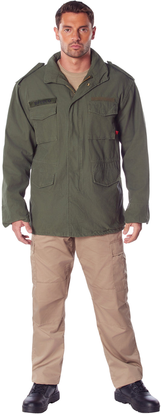 Olive Drab - M-65 Field Jacket, Heavyweight Washed Cotton Twill