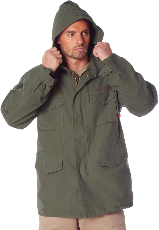 Olive Drab - M-65 Field Jacket, Heavyweight Washed Cotton Twill