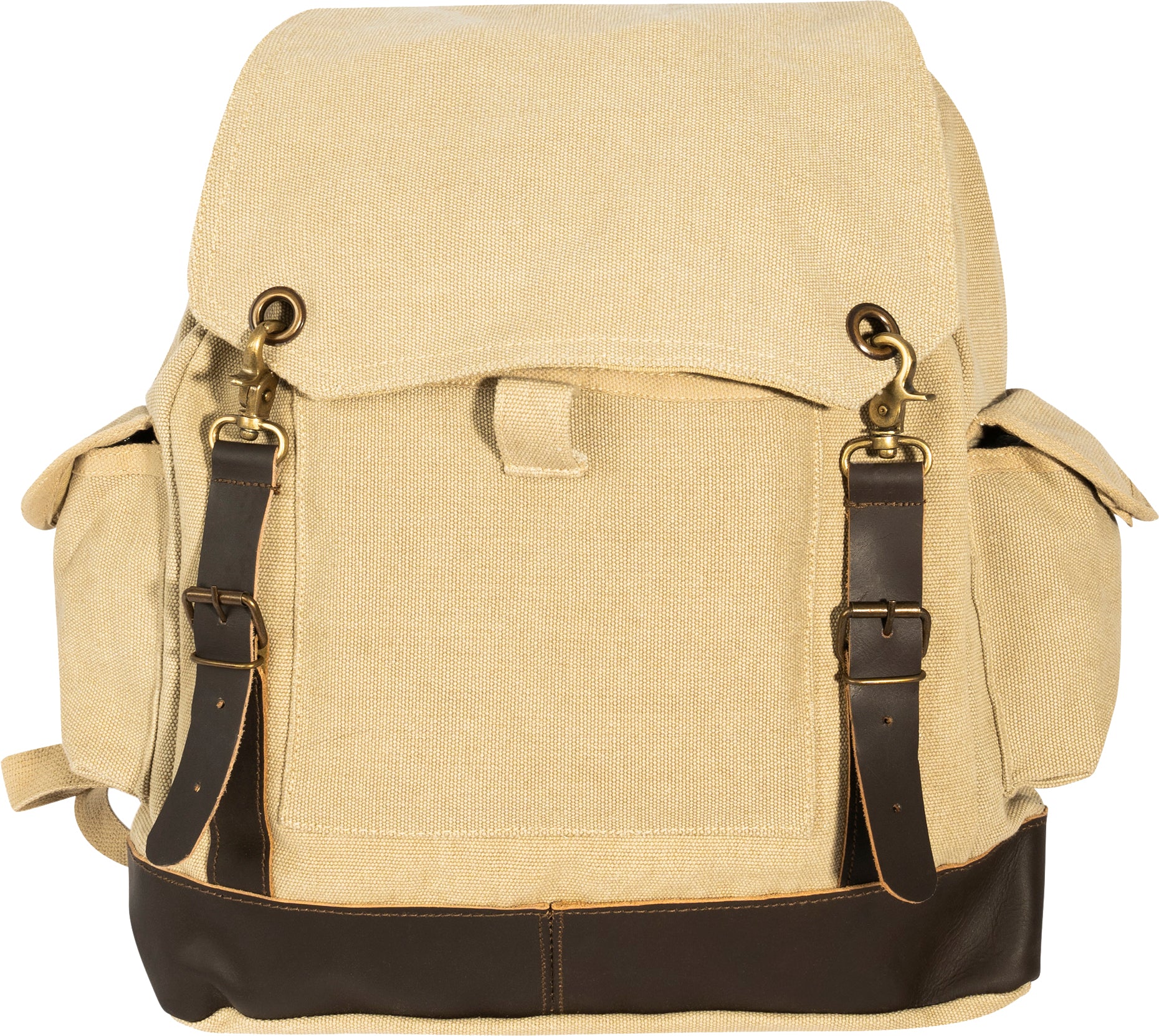 cool military leather backpacks Khaki Brown - Vintage Military Leather Trim Expedition Rucksack