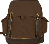 Brown  Brown - Vintage Military Leather Trim Expedition Rucksack