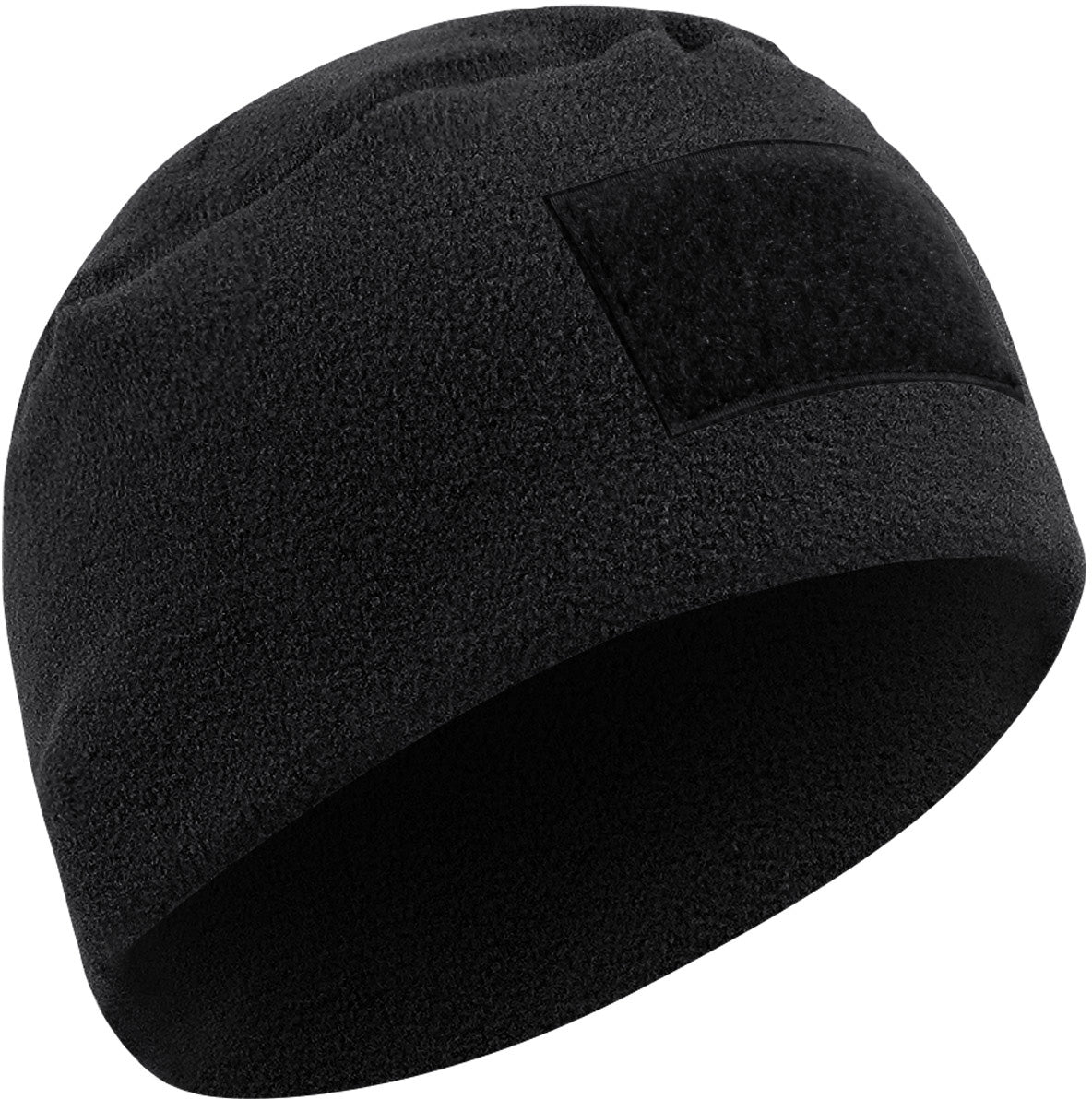Black - Military Polar Fleece Operators Watch Cap with Patch Attachment
