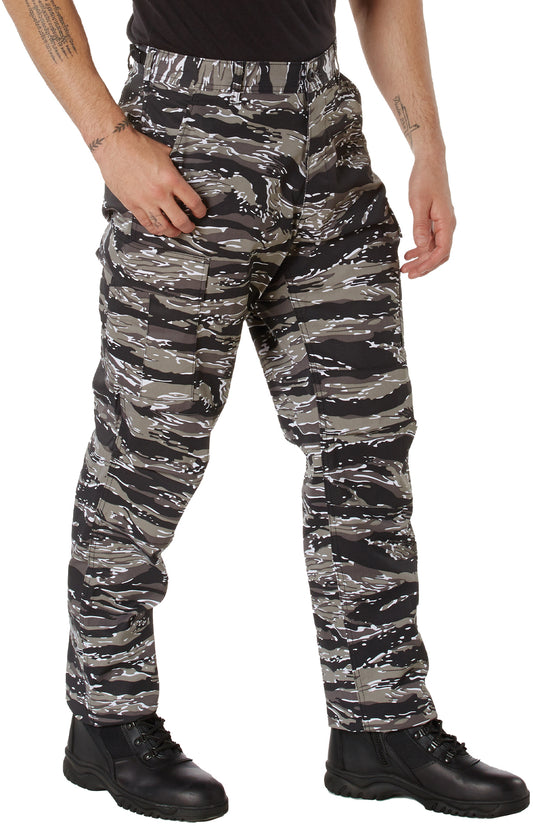 Urban Tiger Stripe Camouflage - Tactical BDU Pants Cargo Fatigues - Poly/Cotton Twill - Button Fly