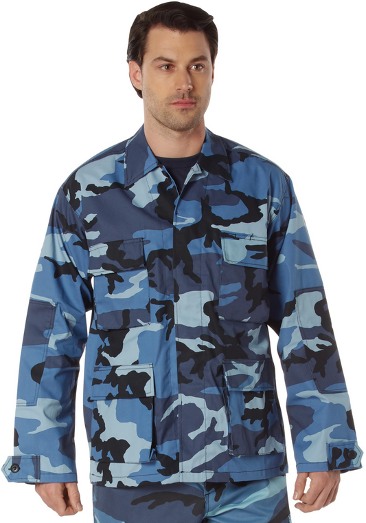 Sky Blue Camouflage - Military BDU Shirt - Polyester Cotton Twill