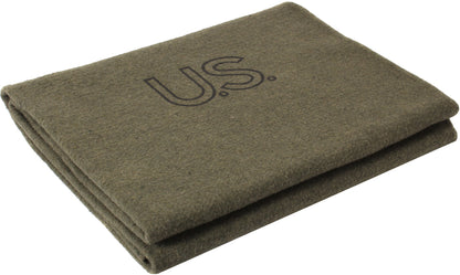 Olive Drab - Genuine GI US Warm Winter Blanket 62 in. x 82 in. - Virgin Wool USA Made