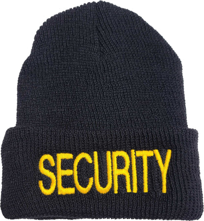 SECURITY WOOL Watch Cap Beanie, Security Officer Guard LARGE Embroidery | Warm Uniform Duty Cold Weather Hat - USA Made