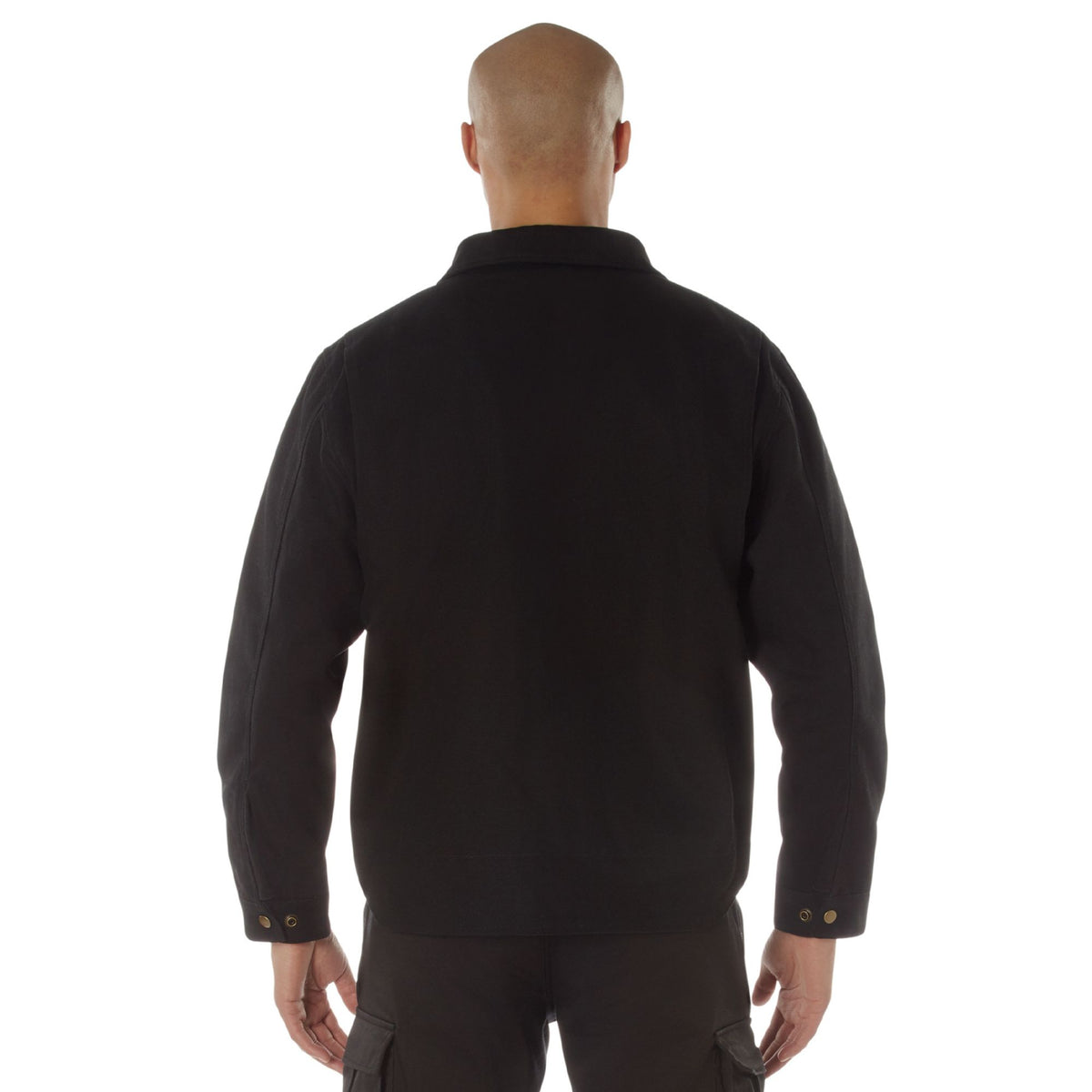 Men's Heavyweight Canvas Work Jacket Water Resistant Workwear Jacket with Lining - Black