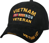 Black - Deluxe VIETNAM VETERAN Adjustable Baseball Cap, Structured, Brushed Cotton