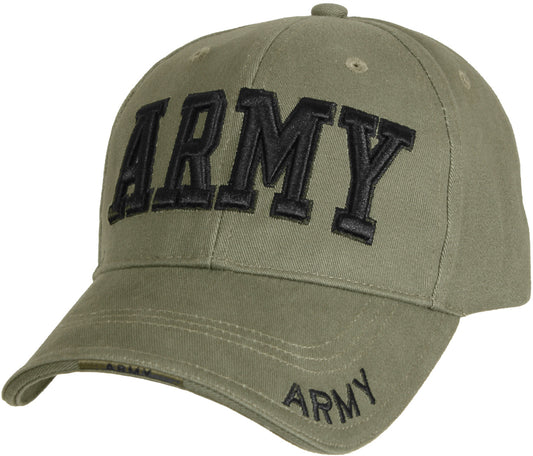 Olive Drab - ARMY Deluxe Adjustable Cap with Black Lettering