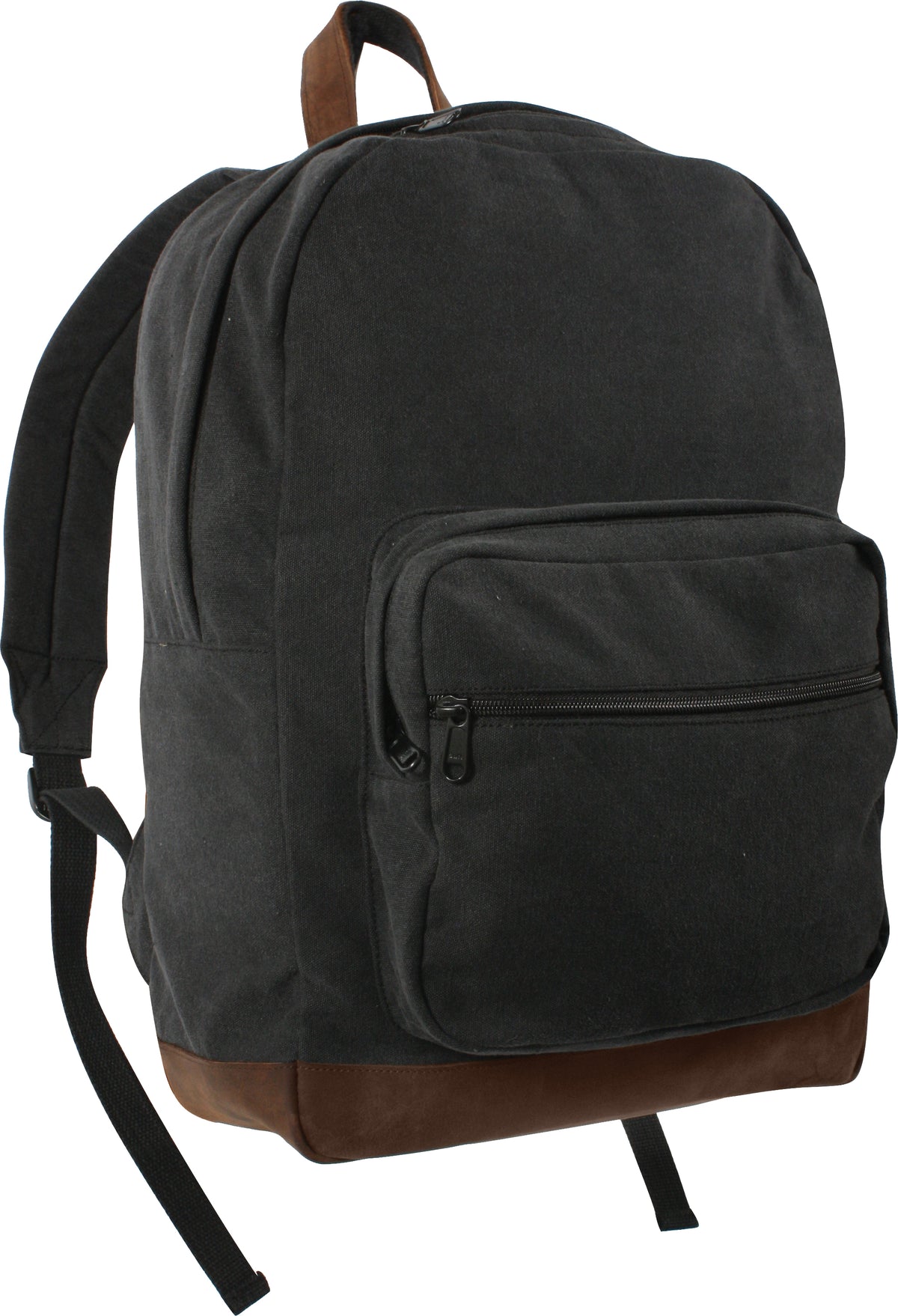 Black/Brown Vintage Canvas Teardrop Backpack With Leather Accents