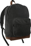 Black/Brown Vintage Canvas Teardrop Backpack With Leather Accents