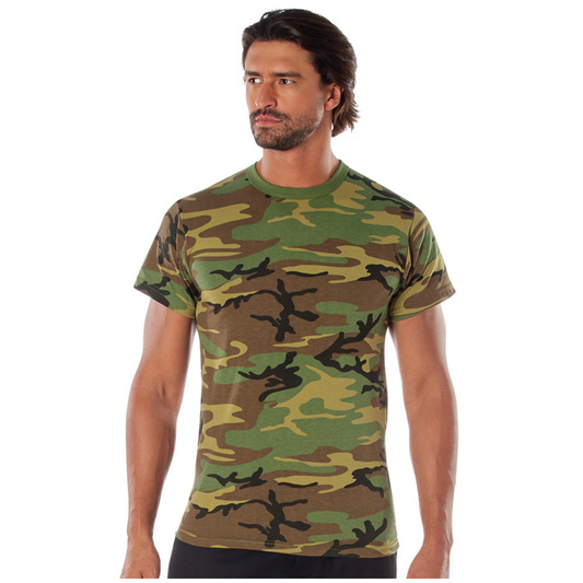 Woodland Camo - Tactical Heavyweight Short Sleeve T-Shirt, Poly/Cotton