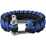 Royal Blue  Black - D Shackle Closure Cobra Weave Paracord Bracelet