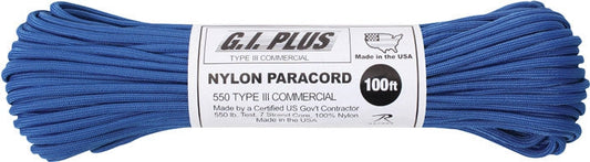 Royal Blue - Military Grade 550 LB Tested Type III Paracord Rope 100'
