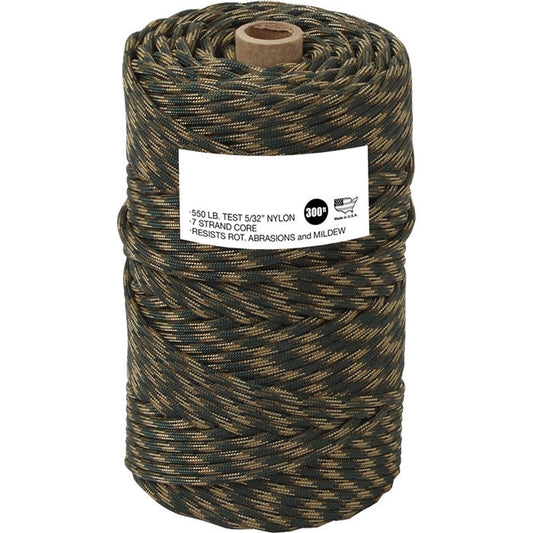 Woodland Camouflage - Military Grade 550 LB Tested Type III Paracord Rope 300'
