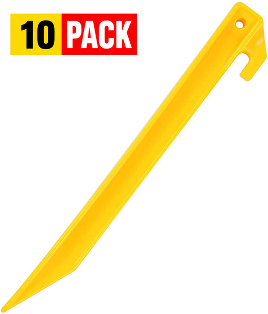 yellow plastic tent stakes 10 pack