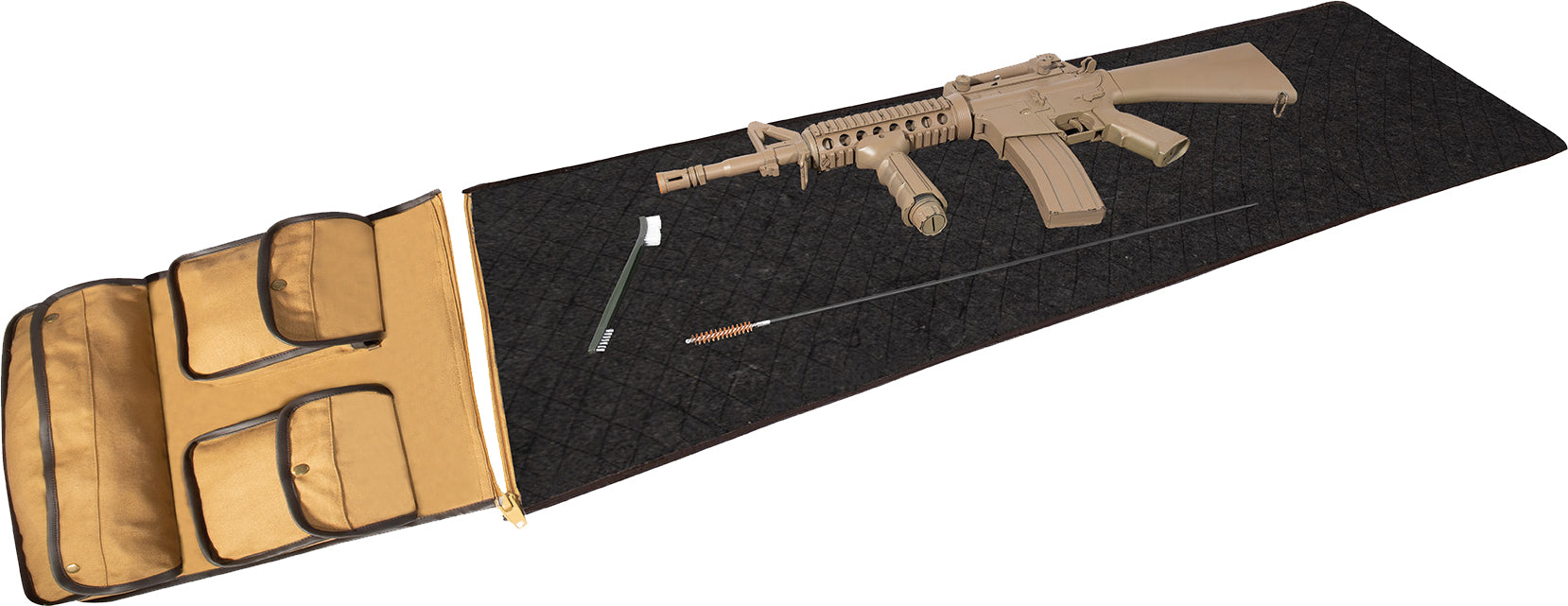 Coyote Brown - Canvas Gun Cleaning Mat With Pouches