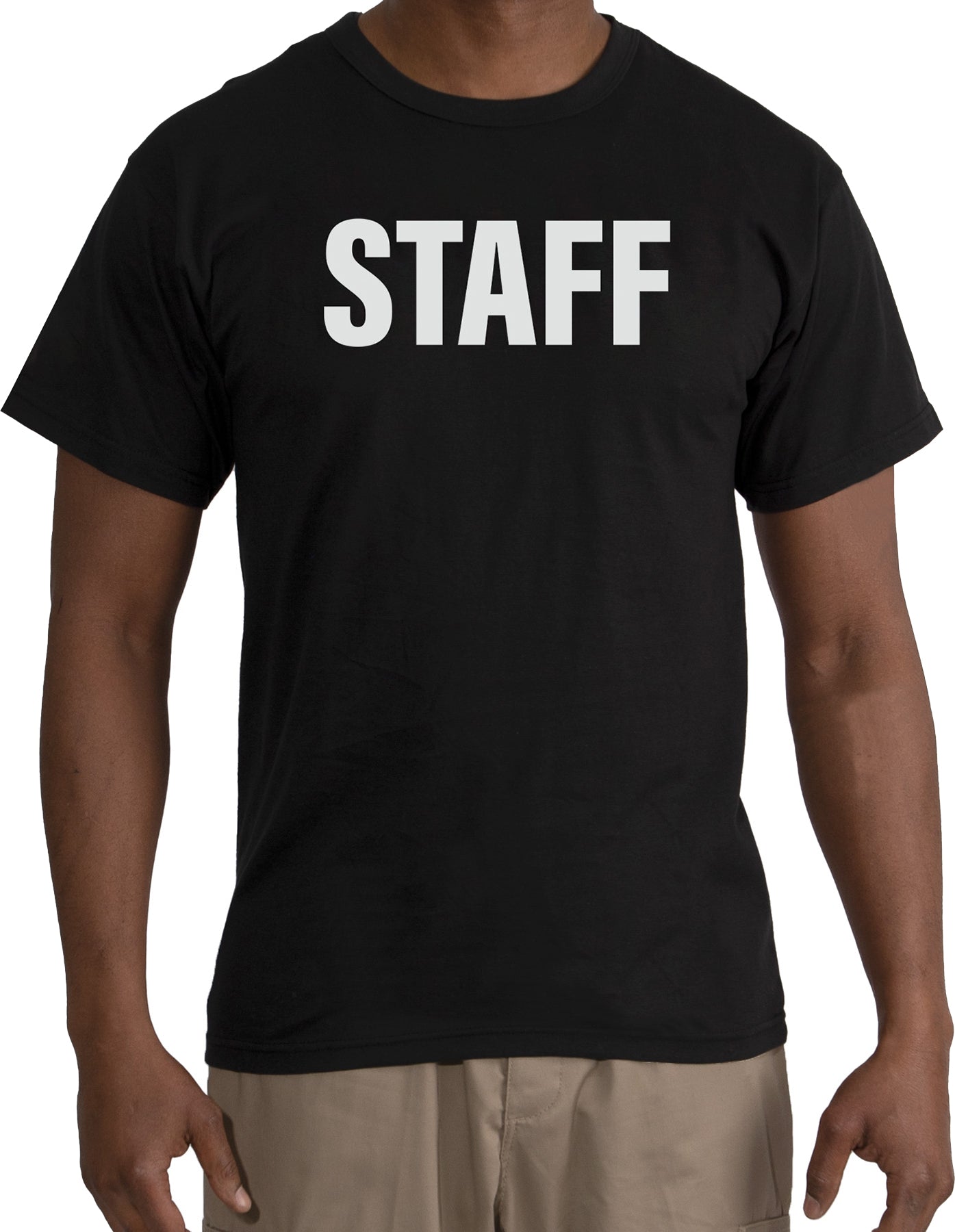 Black 2-Sided Staff T-Shirt Comfortable Short Sleeve Tee Shirt