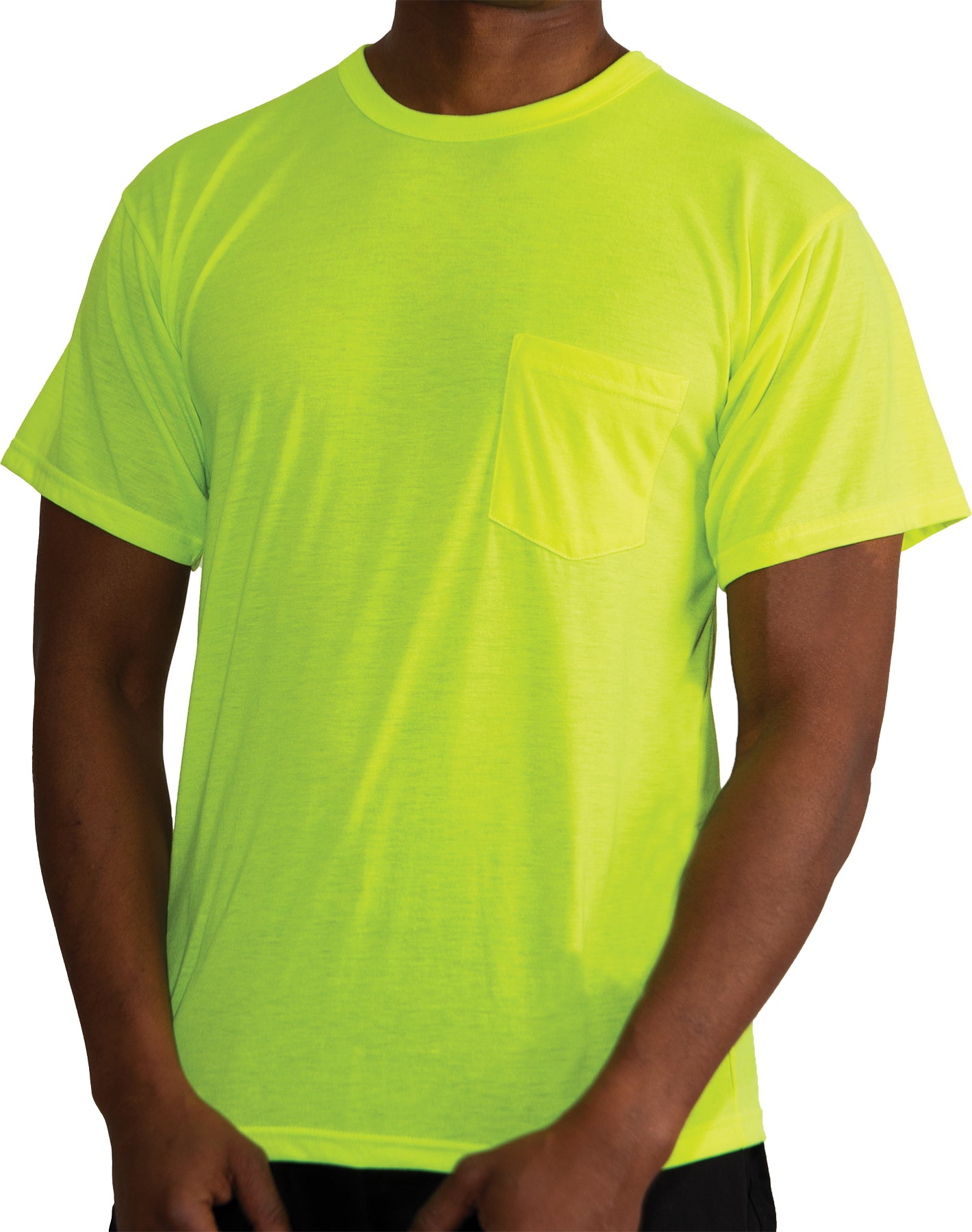 Safety Green Moisture Wicking Pocket T-Shirt Short Sleeve Performance Shirt