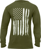 Olive Drab - US Flag Long Sleeve T-Shirt
