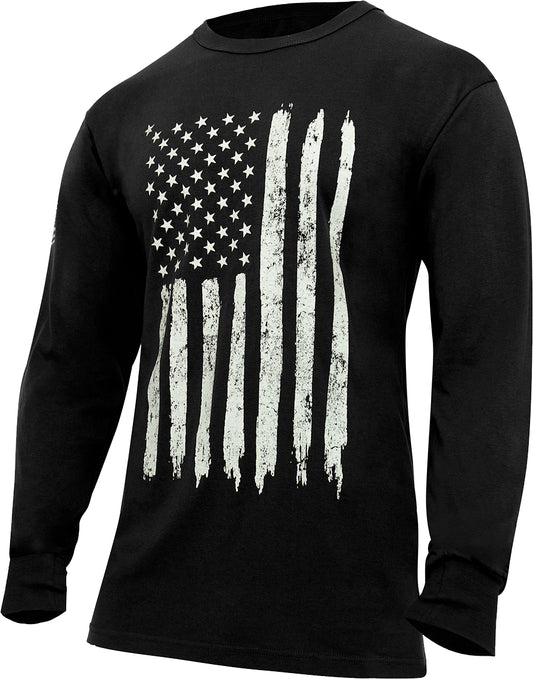 Black - US Flag Long Sleeve T-Shirt
