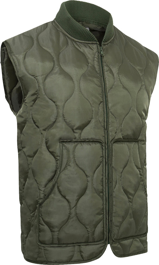 Olive Drab - Quilted Woobie Vest - Lightweight Insulated Outdoors Vest - Polyester