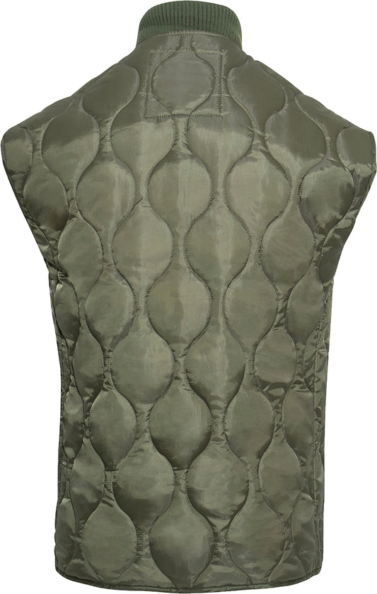Olive Drab - Quilted Woobie Vest - Lightweight Insulated Outdoors Vest - Polyester