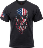 Black - US Flag Bearded Skull T-Shirt