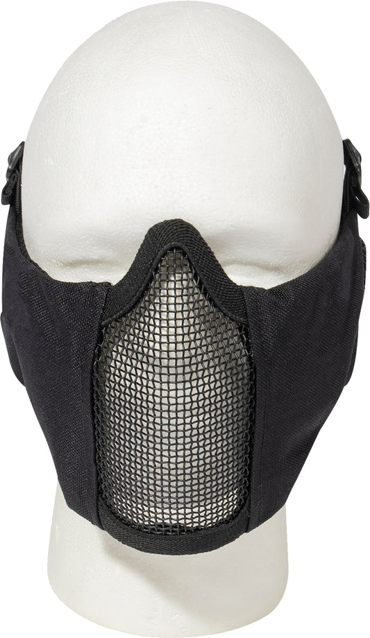 Black - Steel Half Face Mask With Ear Guard