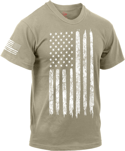 Desert Sand - Distressed US Flag Athletic Fit T-Shirt