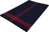 Navy Blue / Red - Striped Wool Blanket