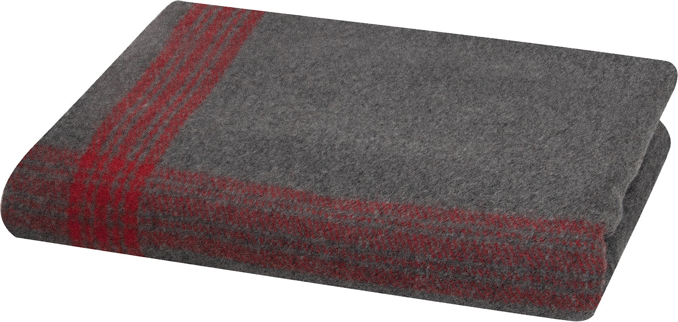 Grey/Red Military Wool Blanket 62