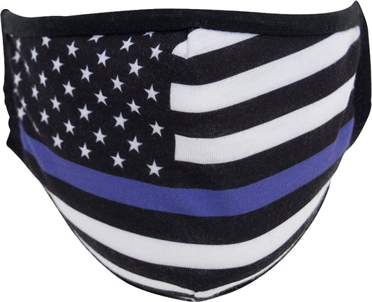 Thin Blue Line Flag Reusable 3-Layer Polyester Face Mask