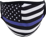 Thin Blue Line Flag Reusable 3-Layer Polyester Face Mask