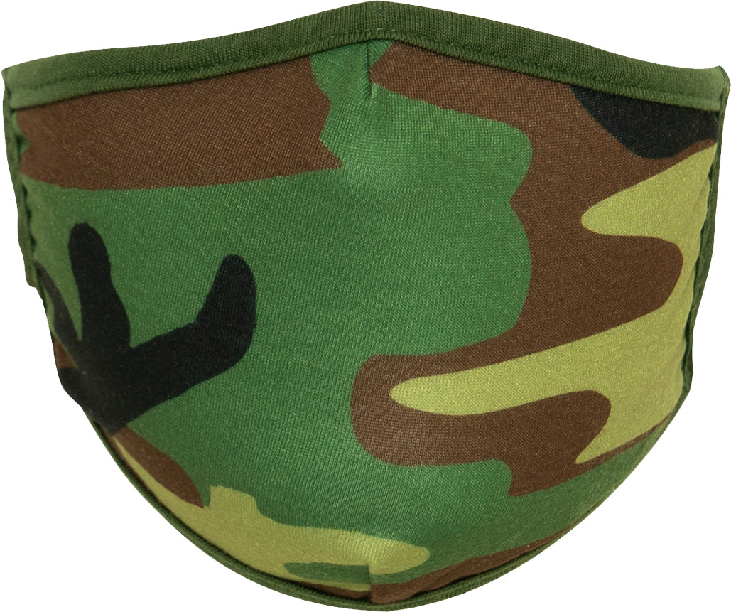 Woodland Camo Camo 3-Layer Polyester Face Mask - Galaxy Army Navy