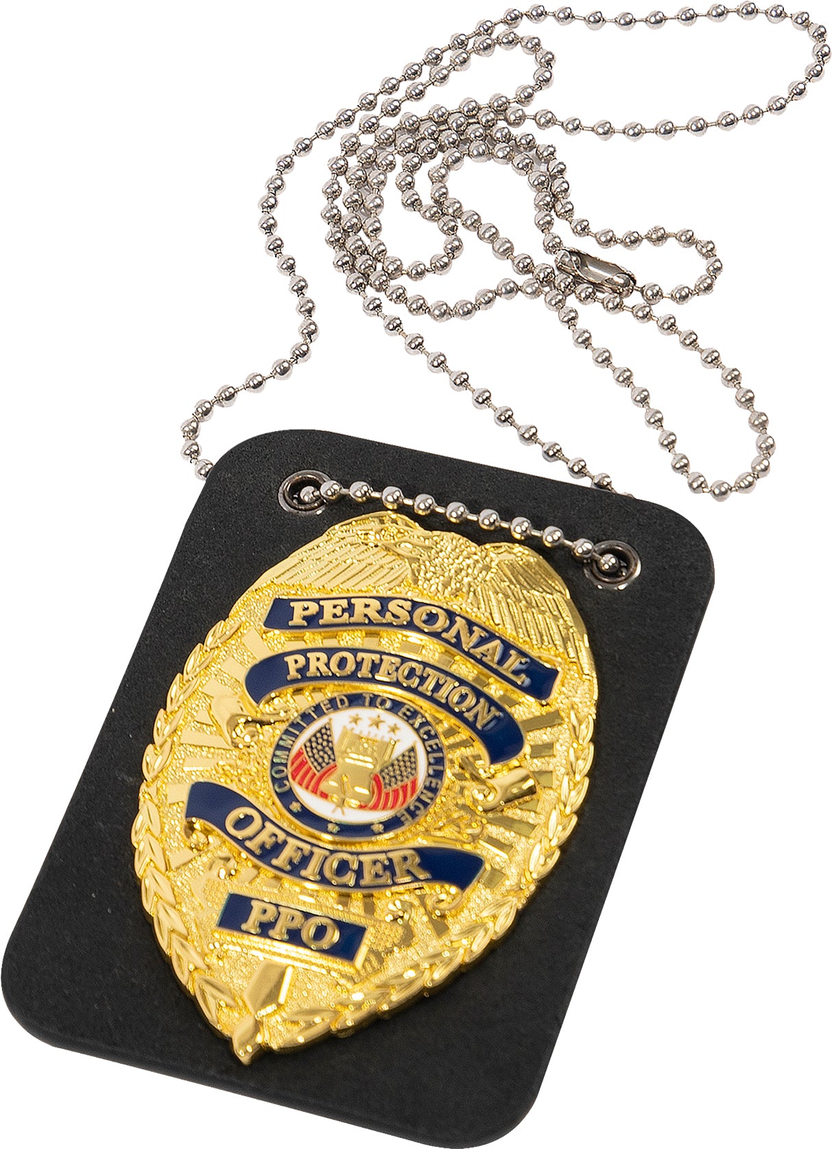 Low Profile Leather Badge Holder with Chain