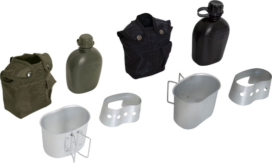 Aluminum Canteen Cup, Stove & Stand 4 Piece Kit With Canteen Cover