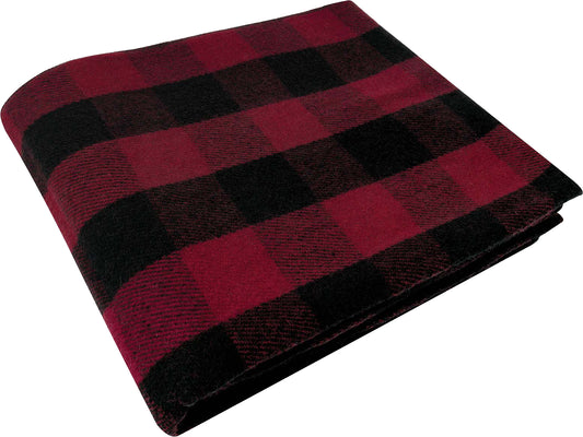 Red & Black Plaid Heavyweight Blanket 62"x 80" - Heavyweight - 55% Wool / 45% Synthetic