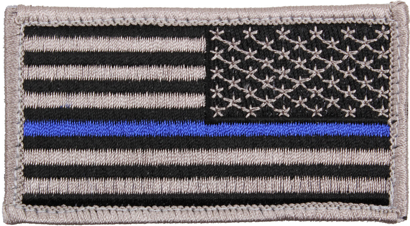 Reverse Thin Blue Line Police U.S. Flag Patch - Hook Back