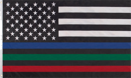 Thin Red, Blue, and Green Line US Flag - 3' x 5'