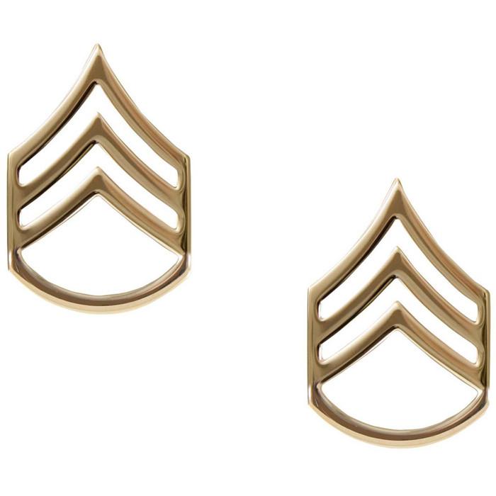 Army PFC Private First Class Rank Gold Pin-On - Pair