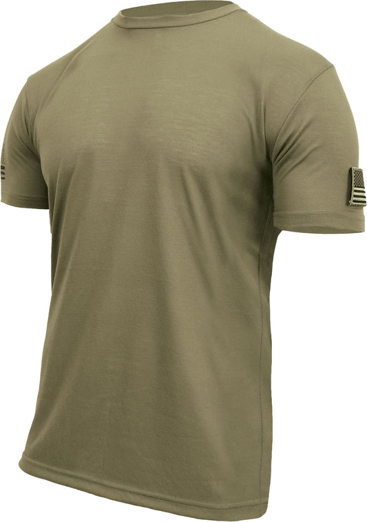 Coyote Brown AR 670-1 - Tactical Patch Loop US Flag T-Shirt, Athletic Fit, Moisture Wicking, Poly
