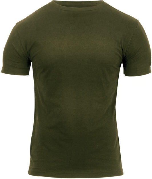 Olive Drab - Athletic Fit Solid Color Tactical Gym T-Shirt, Poly/Cotton