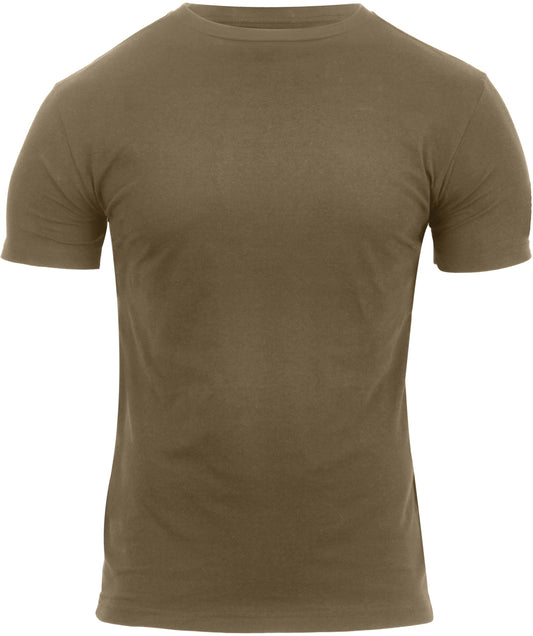 Coyote Brown - Athletic Fit Solid Color Tactical Gym T-Shirt, Poly/Cotton