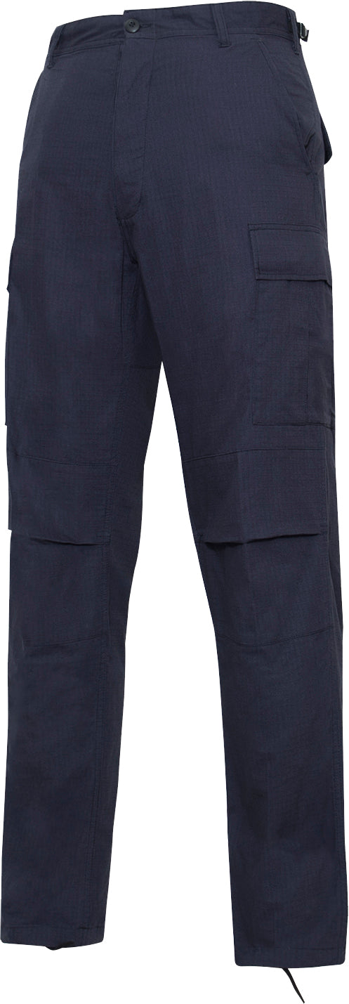 Midnight Navy Blue - Tactical BDU Pants Cargo Fatigues - 100% Cotton Rip-Stop - Button Fly