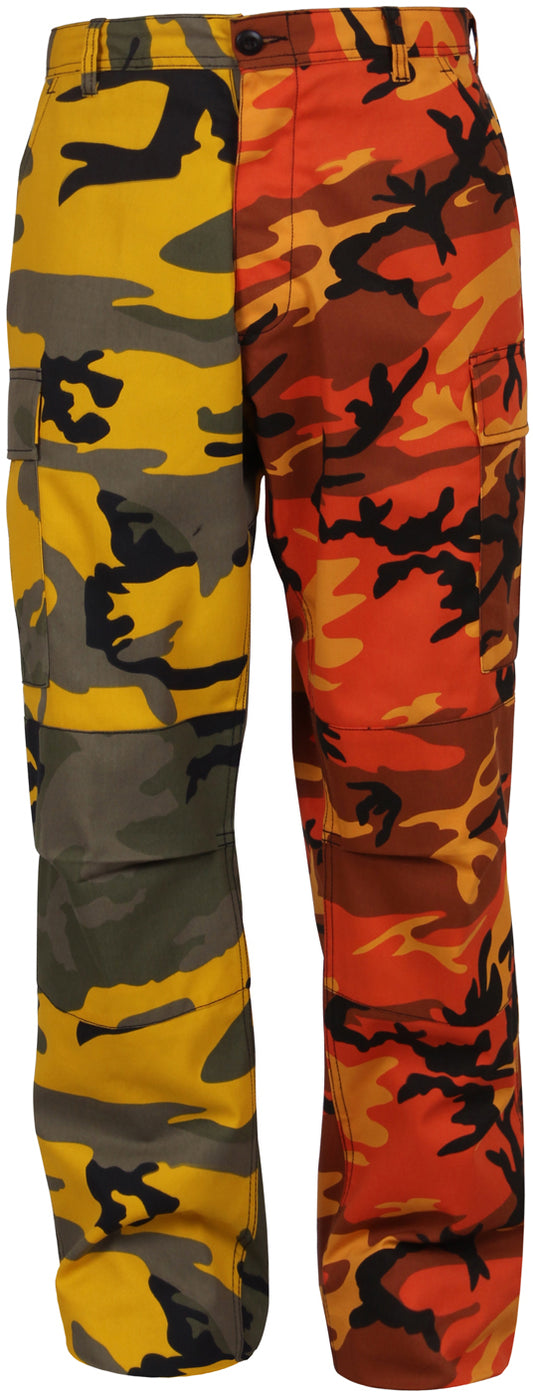 Stinger Yellow / Savage Orange Camouflage - Tactical BDU Pants Cargo Fatigues - Poly/Cotton Twill - Button Fly